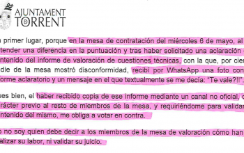 Extracto de la Junta de Gobierno Local donde se denuncian las irregularidades del proceso de contratación de Amparo Folgado.